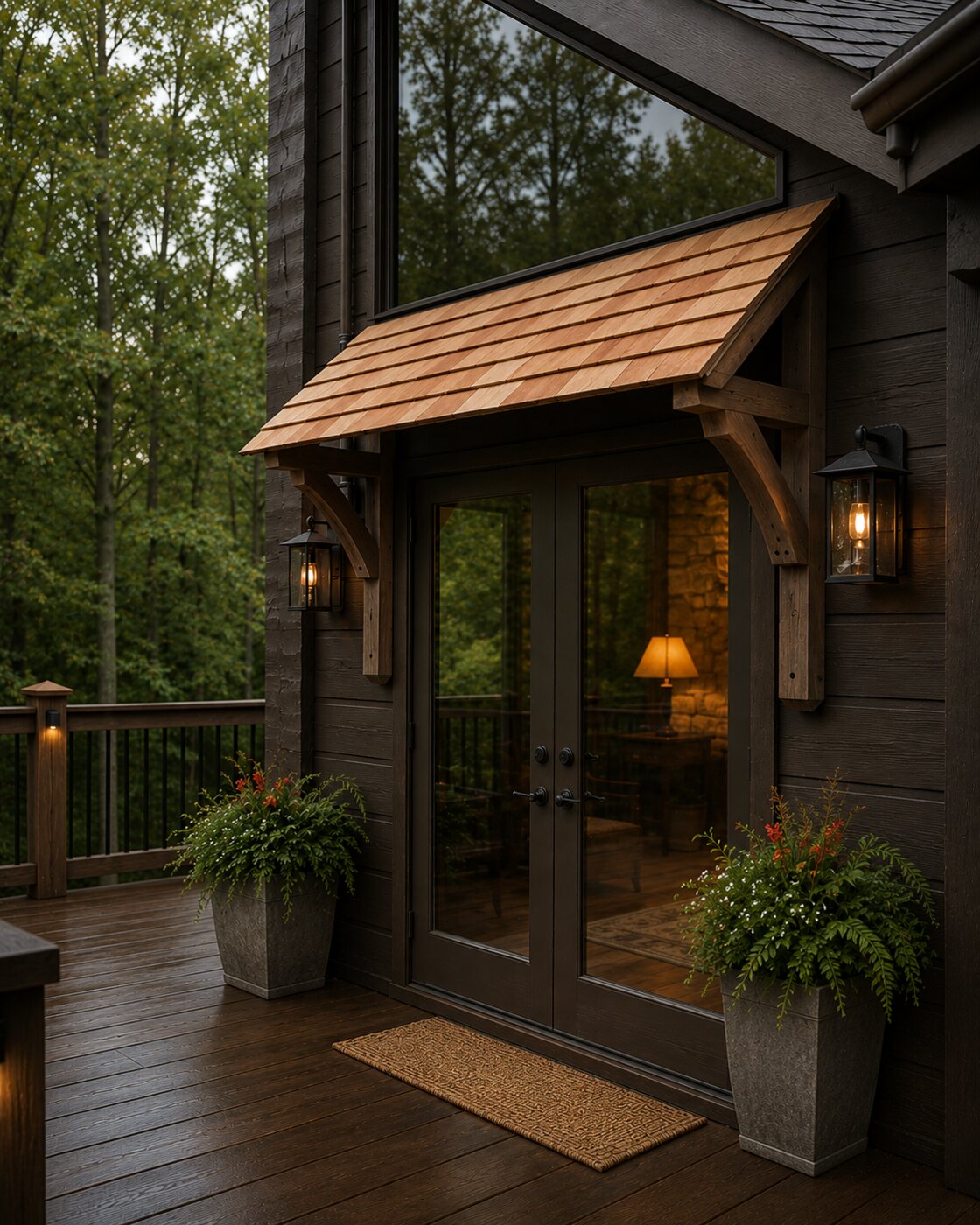 Timber-framed entrance canopy